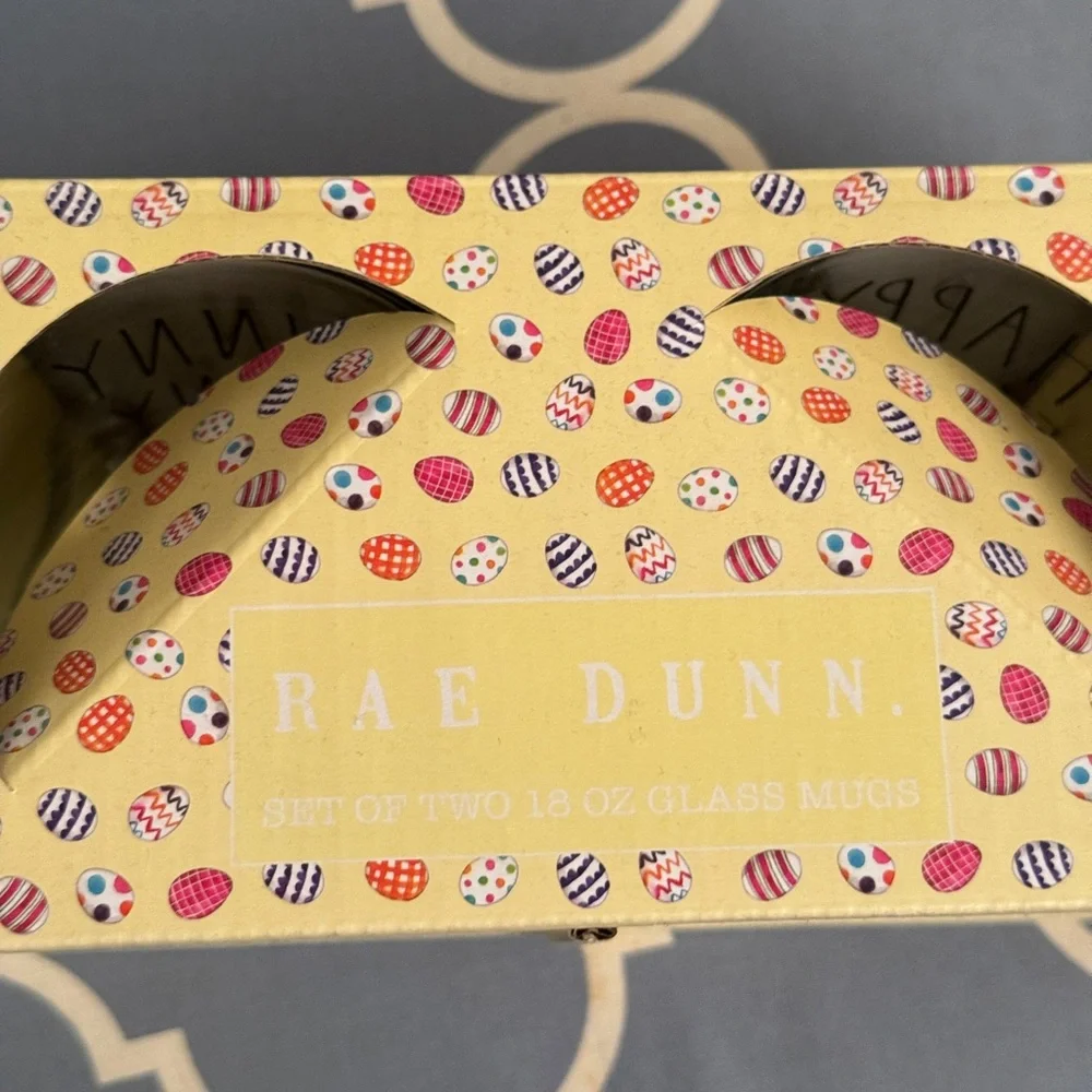 NWT Rae Dunn Clear Glass Easter Mugs - Hunny Bunny & Happy Easter - Picture 2 of 6